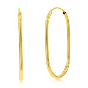 14K Yellow Gold, 33x20mm Oval Hoop Earrings
