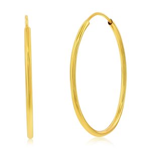14K Yellow Gold, 30x25mm Oval Hoop Earrings