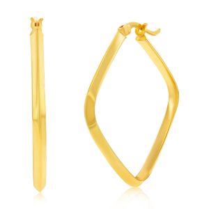 14K Yellow Gold, 36mm Square Hoop Earrings