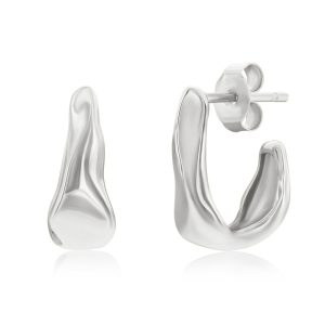 Sterling Silver, 14mm Irregular Shaped Earrings