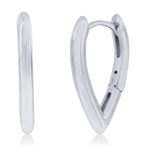 Sterling Silver, 'V' Shaped 19mm Hoop Earrings