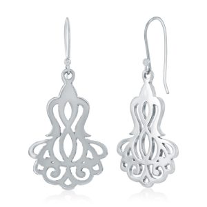Sterling Silver, Bell Shaped Filigree Design Dangle Earrings