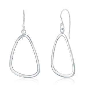 Sterling Silver, Flat Triangle Shaped Dangle Earrings
