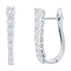 Sterling Silver, Graduating Round CZ U-Shaped Hoop Earrings