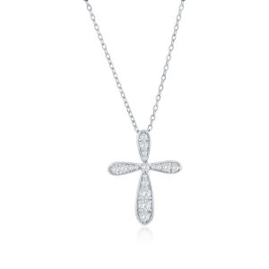 Sterling Silver, Cross CZ Necklace