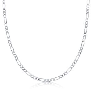 Sterling Silver, 2mm Figaro Chain - Rhodium Plated