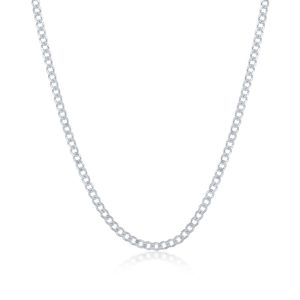 Sterling Silver, 2mm Curb Chain - Rhodium Plated