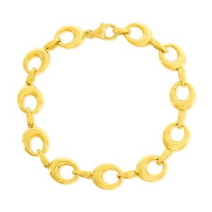 Sterling Silver, Polished Oval Link Bracelet - Gold Plated