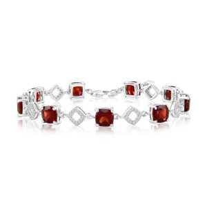 Sterling Silver, Garnet & White Topaz Bracelet (11.18ct)