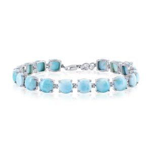 Sterling Silver, 6.5mm 4-Prong Tennis Bracelet - Larimar