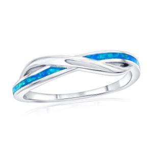 Sterling Silver, Blue Opal Infinity Design Ring
