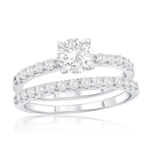 Sterling Silver, 6mm Round Solitaire CZ 2-PC Engagement Ring