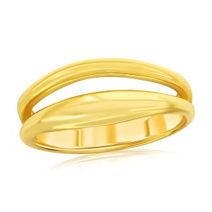 Sterling Silver, High-Polished Double Row Ring - Gold Plated