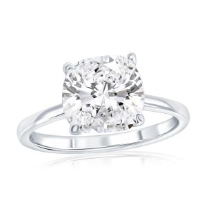 Sterling Silver, 9mm Square Solitaire CZ Ring