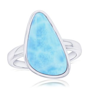 Sterling Silver, Irregular-Shaped 'Premium Larimar' Ring