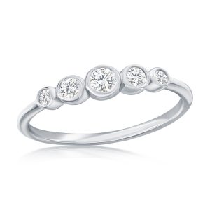 Sterling Silver, Graduating Round CZ Ring