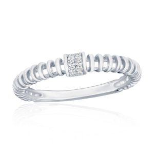Sterling Silver, Pave CZ Wire Design Ring