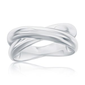 Sterling Silver, Polished Puffed 'X' Design Ring